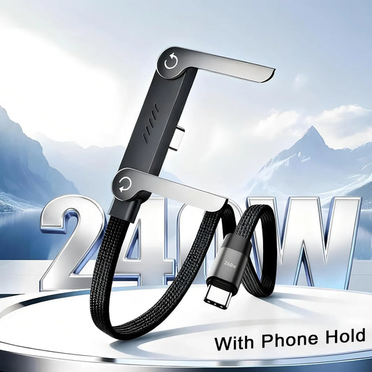 240W Fast Charging Cord with Built-in Phone Stand